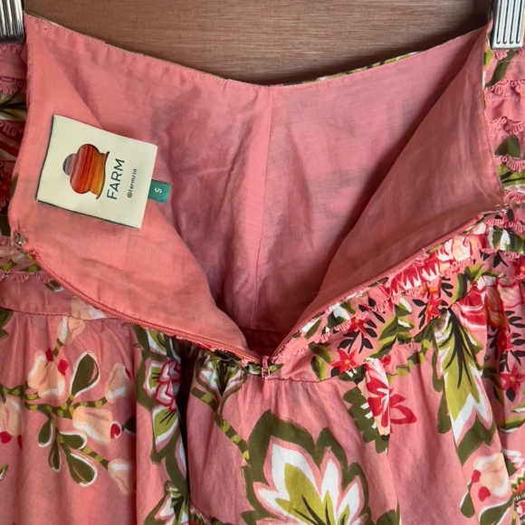 Farm Rio Aura Tiered Floral Miniskirt Size S Small cotton pink floral lace lined - Picture 5 of 7